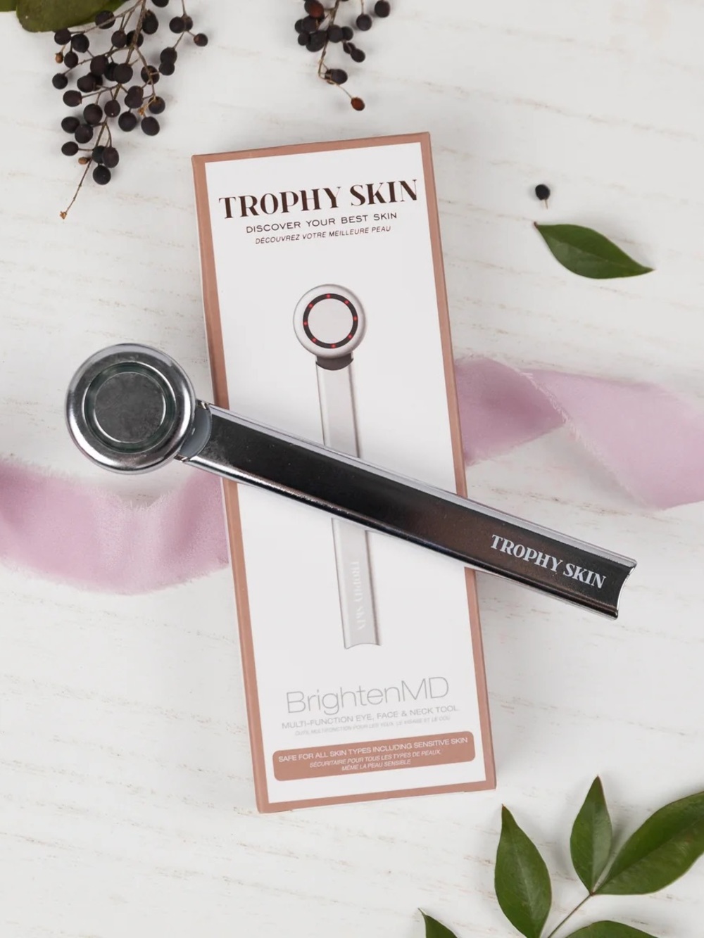 Trophy Skin BrightenMD 4 in 1 Eye, Face and Neck Tool in Silver